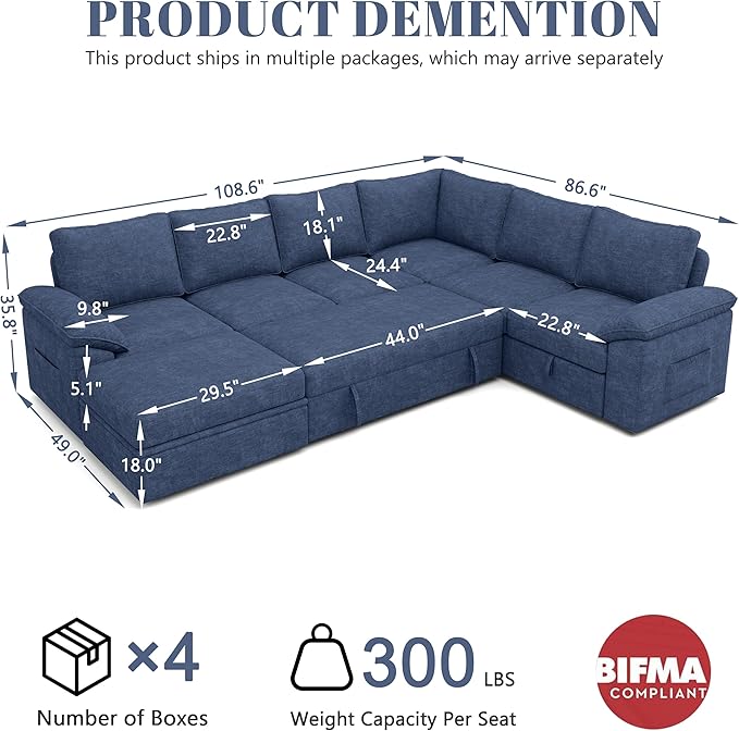 108 Inch Modular Sectional Sofa