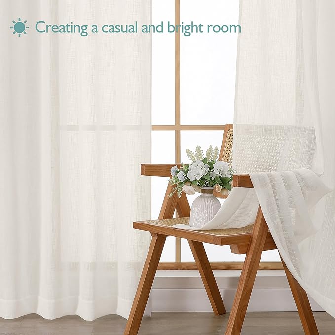 Chyhomenyc Semi Sheer Curtains 63 Inch Length 2 Panels