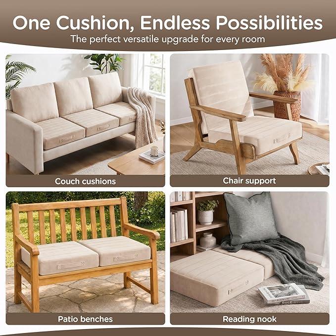 Codi Thick Replacement Couch Cushions 2 Sets, Upholstery Foam