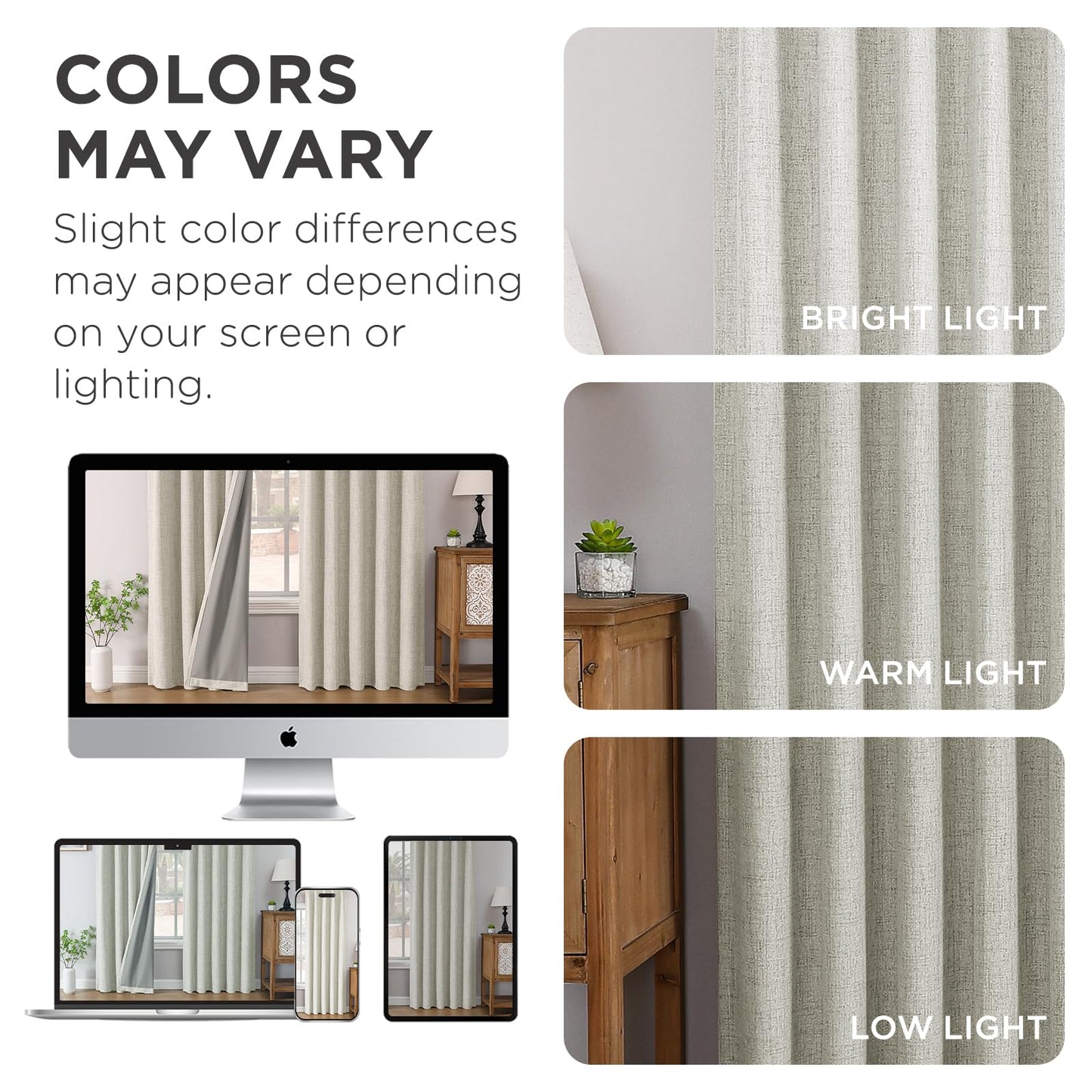 Joydeco Pinch Pleated Curtains - 100% Blackout for Bedroom, Light Beige Linen Curtains 40" W x 90" L, Thermal Insulated 2 Panels Light Blocking Drapes, Back Tabs for Living Room