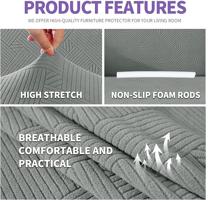 ZNSAYOTX Super Stretch Loveseat Covers, New Striped Love Seat Slipcover