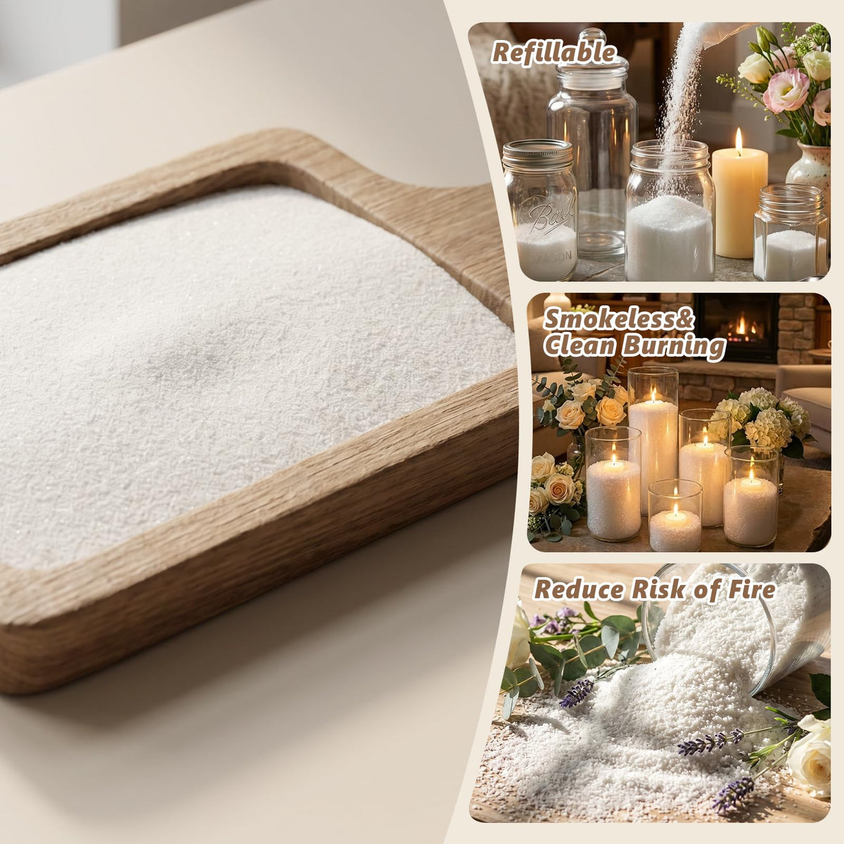 SAEUYVB Natural Pearled Candle Sand Set -10LBS White Sand Wax Beads with 50 Wicks,Refillable DIY Candle Making Kit with Fragrance Oils,Unique Craft Gift & Home Decor