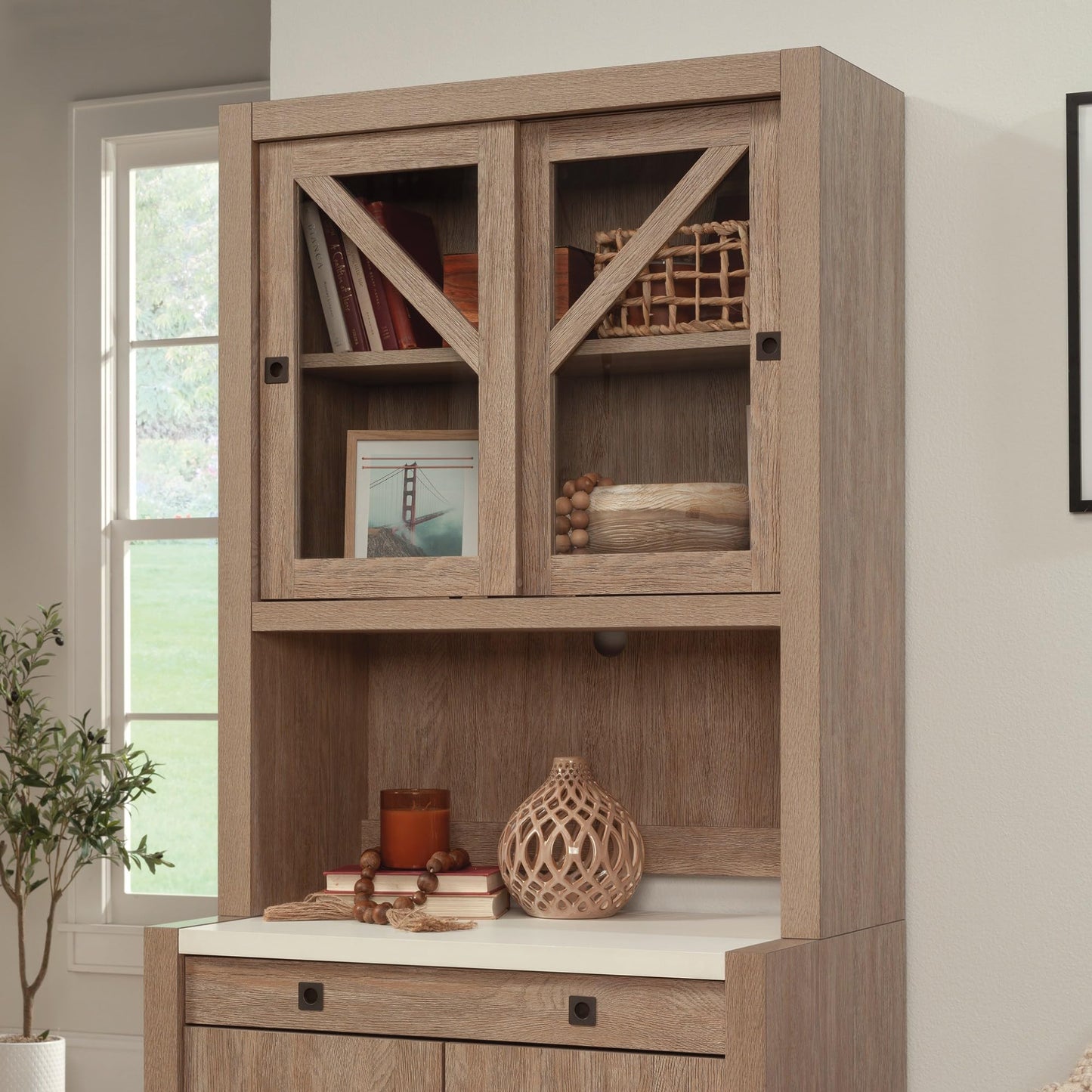 Sauder® Dixon City 33"W Library Hutch, Brushed Oak™