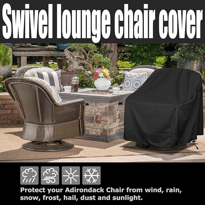 Outdoor Swivel Lounge Chair Cover, Waterproof Heavy Duty Outdoor Chair Covers