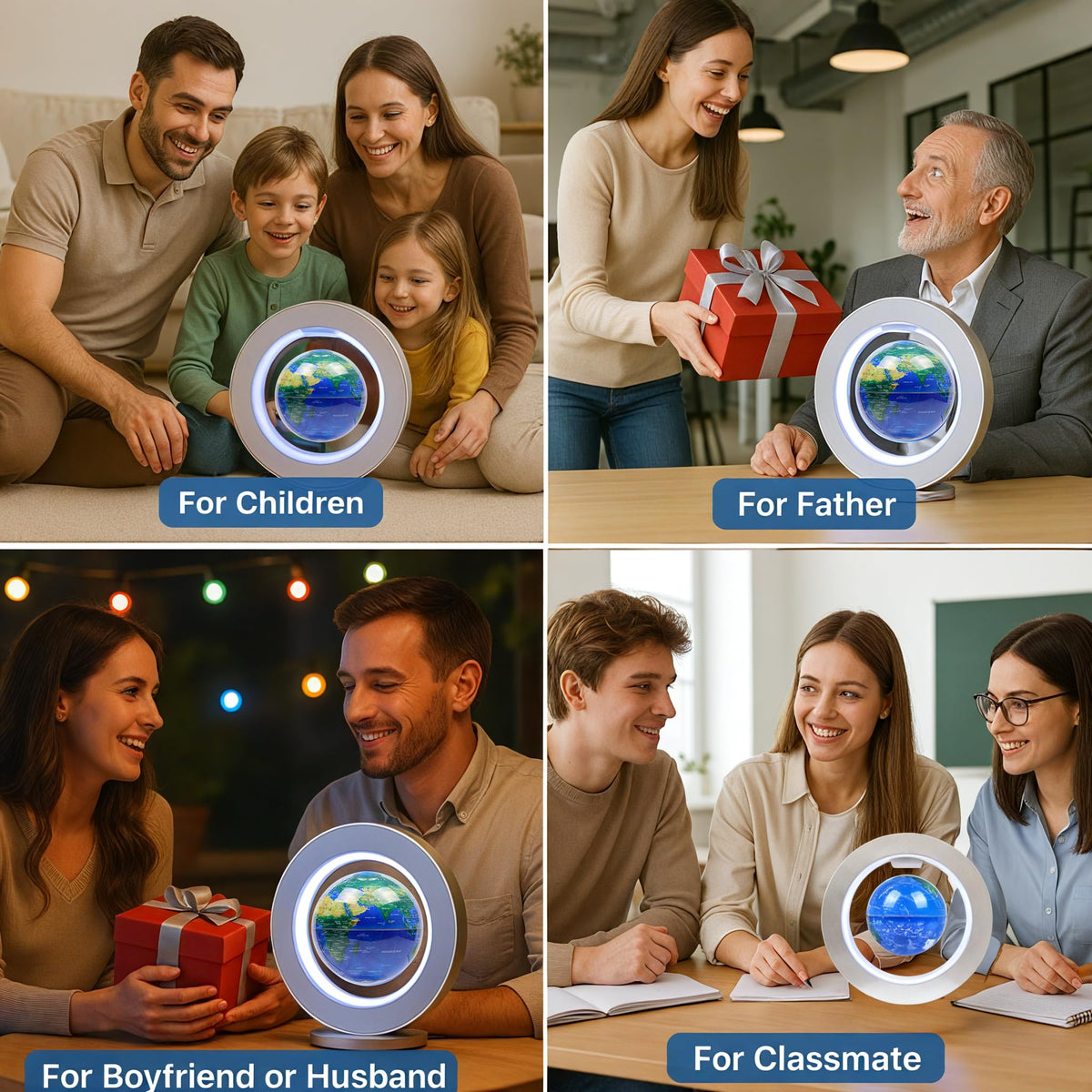 Magnetic Levitation Floating Globe 4" Constellation Geography LED Lights Rotating for Kids,Cool Office Desk Unique Men Gift Ideas or Birthday Tech Present Gadgets for Teenage Boys