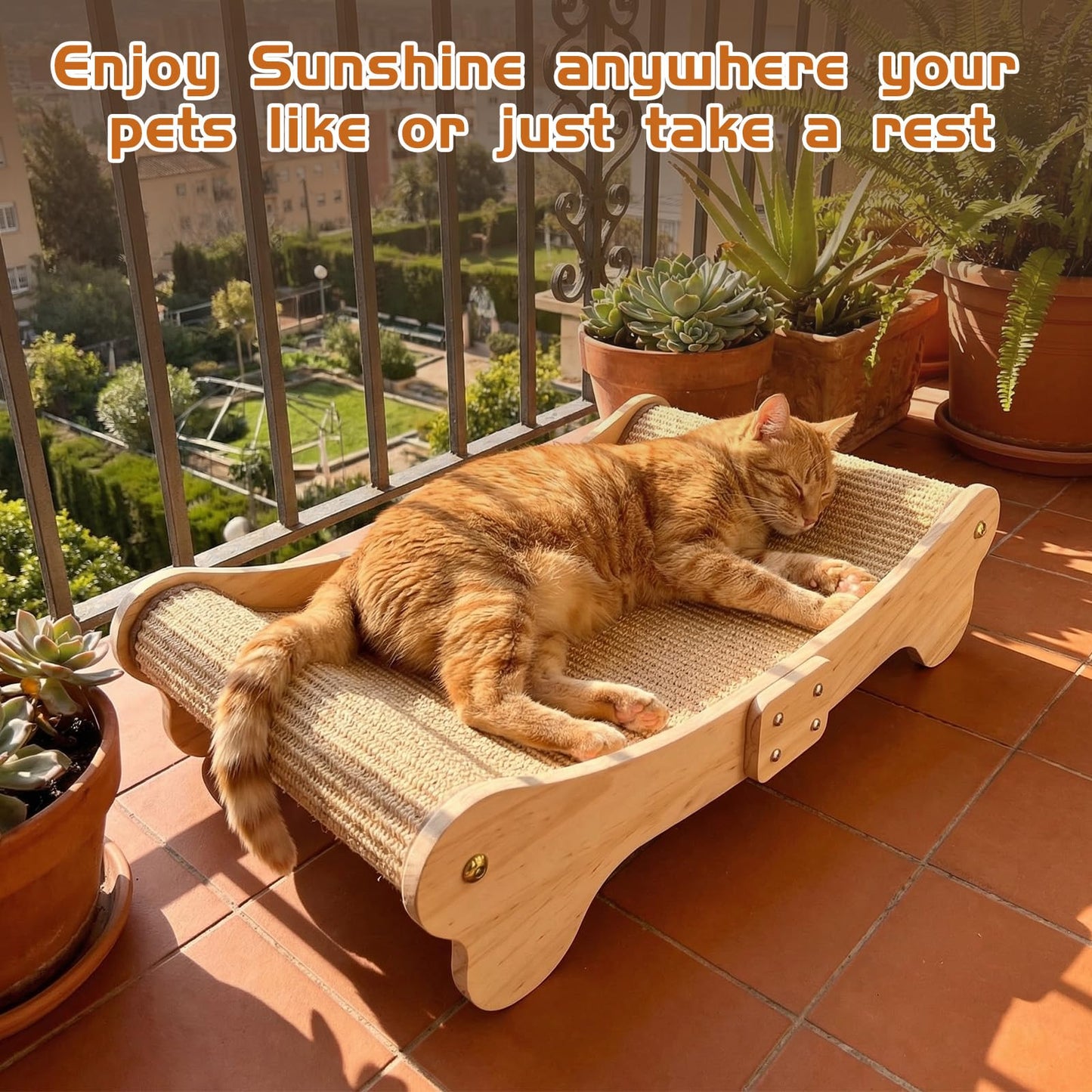 Outamateur Sisal Cat Scratcher Bed, Cat Hammock Chair, Cats Scratcher Lounge, Cats Mini Beach Chair for Scratching, Pet Beds with Removable Sisal Pad for Indoor Small Animal, Puppy, Rabbit