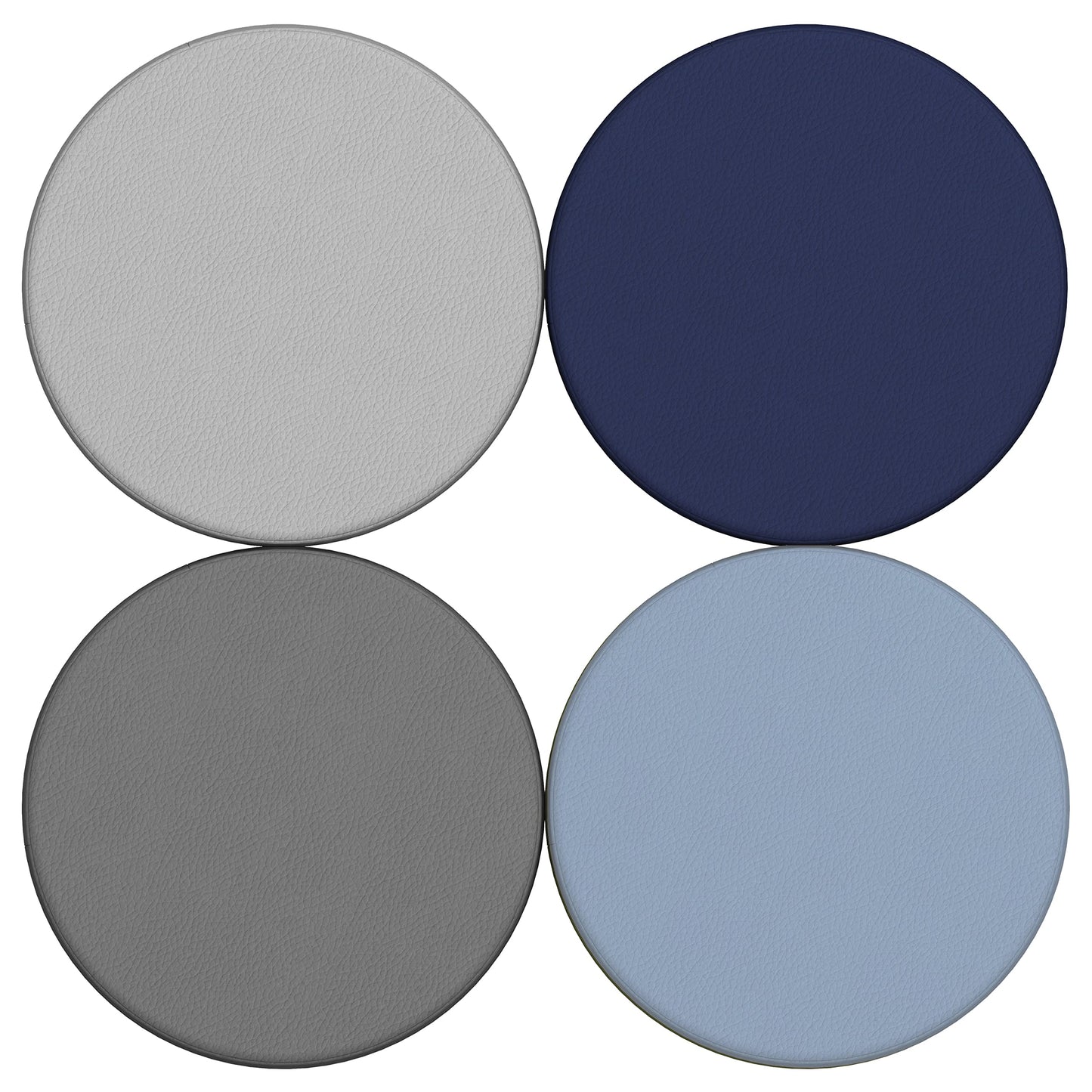 FDP SoftScape 18" Round Ottoman, Collaborative Soft Foam Flexible Seating, Kids' Furniture for Elementary Classrooms, Learning Centers or Home Youth 16" H, (4-Piece Set) - Navy/Powder Blue