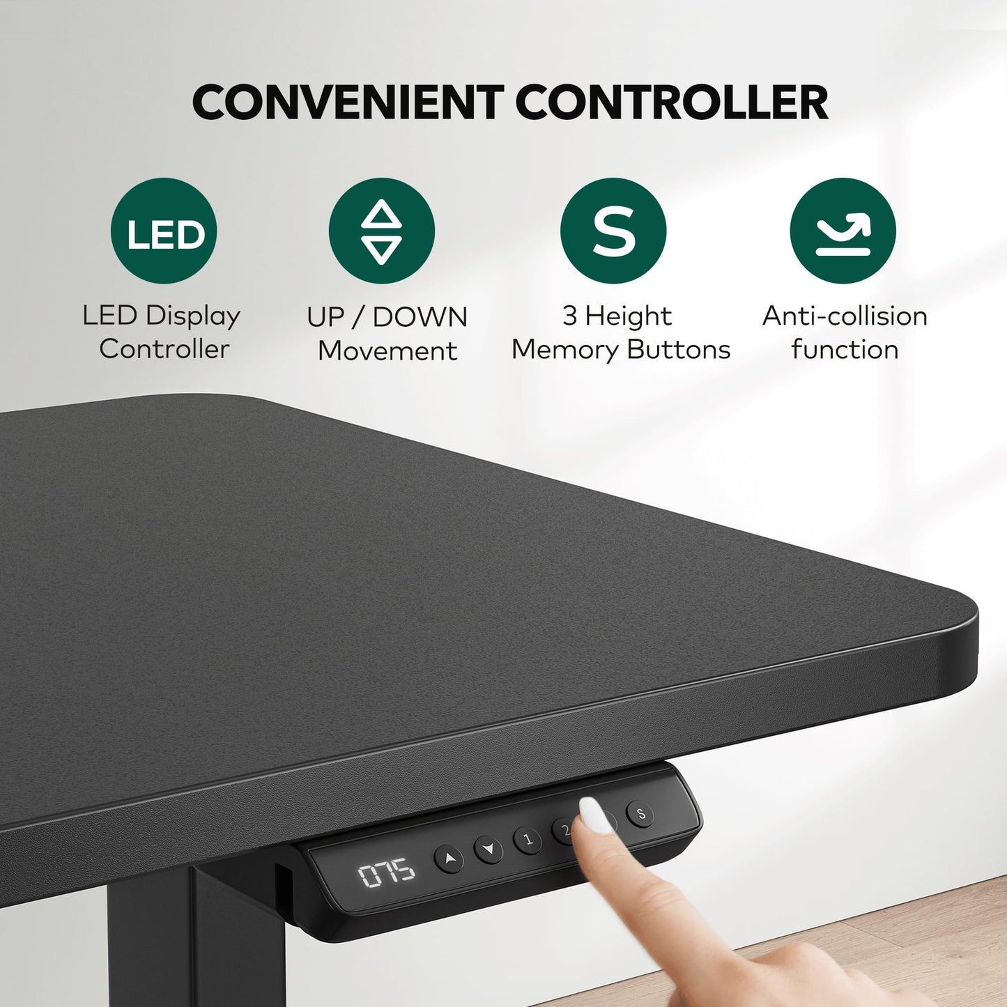 Cubiker L Shaped Standing Desk - 63 x 55 Inch Electric Adjustable Height Corner Standing Desk, Ergonomic Sit Stand Up Table with 3 Memory Buttons, Splice Board for Home Office, Black