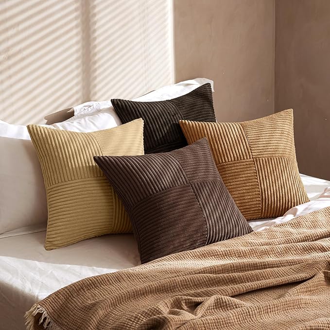 MIULEE Boho Decorative Throw Pillow Covers 18x18 Set of 4 Farmhouse Neutral