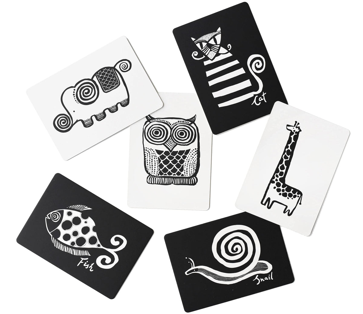 Wee Gallery Art Cards for Baby, Durable High Contrast Black and White Animal Flashcards for Newborns, Brain Development, Sensory Toys, Tummy Time Essentials for Infant and Toddler - Original Animals
