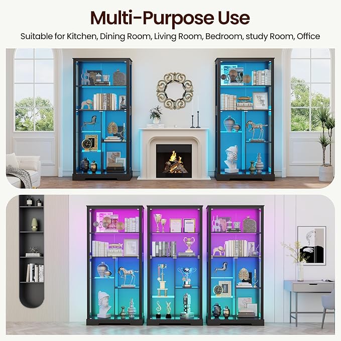 71” Glass Display Cabinet with RGB Light