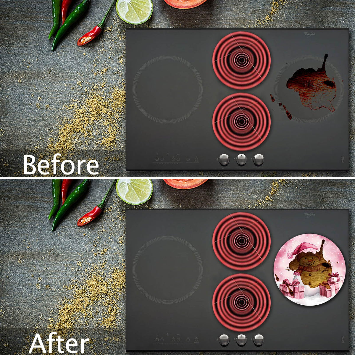 Tucocoo Christmas Snowman Stove Burner Covers,8＆10 Inches Stove Top Covers Electric Stove 4 Pcs Metal Stove Cover Gas Stove Top Covers,Home Kitchen Cooktop Decorative