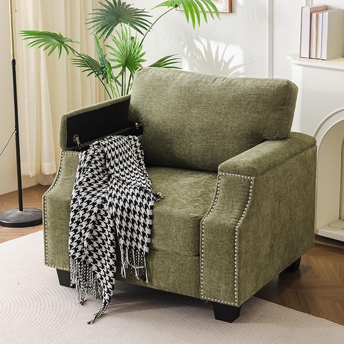 Oversized Accent Chair with Seat Storage, Comfy Living Room Chairs with Armrest
