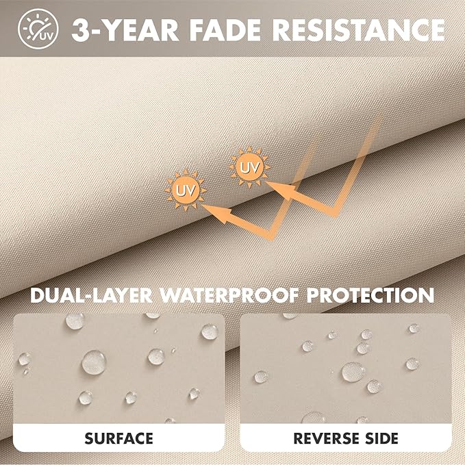 MIULEE Beige Outdoor Seat Cushion 22x24 Inch Waterproof & 3 Year Fade Resistant