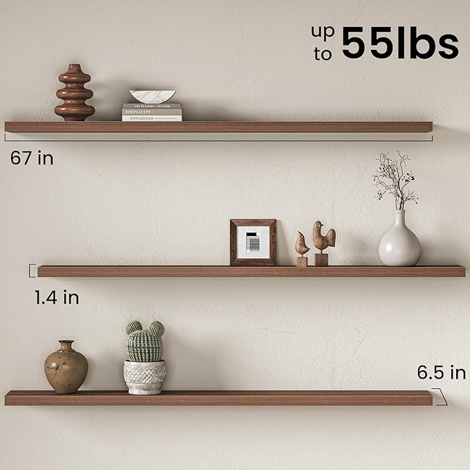 Fun Memories 67 Inch Fireplace Mantel Shelf, Deep Floating Shelves