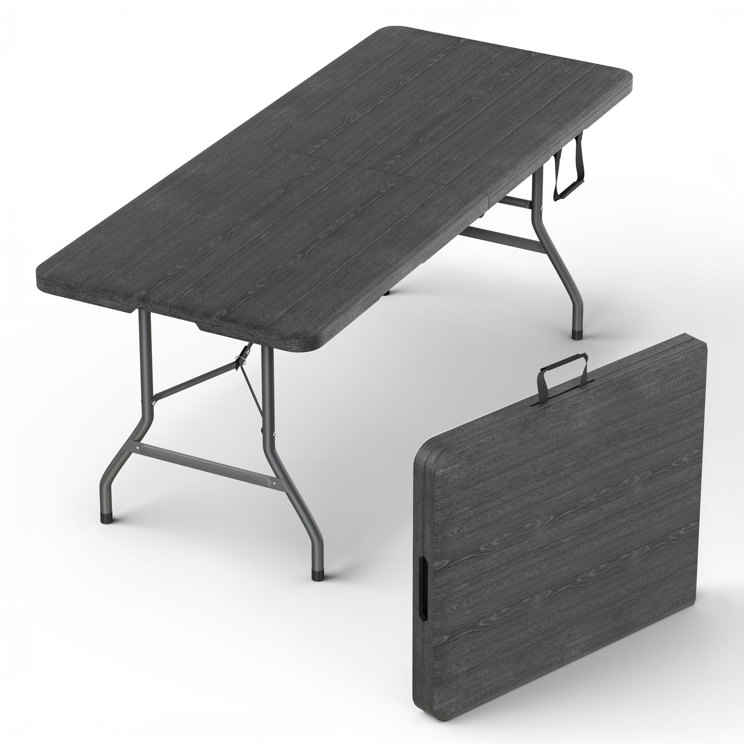 6 Feet Foldable Table with Built in Handle & Steel Legs | 6FT Heavy Duty Folding Portable | Perfect for Party, Dining, Wedding, Events, Picnic Indoor, Outdoor, Camping, Utility, Folding - 6 Foot