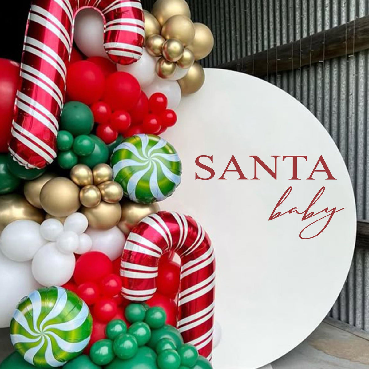 Santa Baby Decal - Christmas Baby Shower Party Sticker,Sign Party Balloon Arch Decorations,Gender Reveal Party Supplies Decorations,Winter Holiday Welcome Party Decor Decal (red)