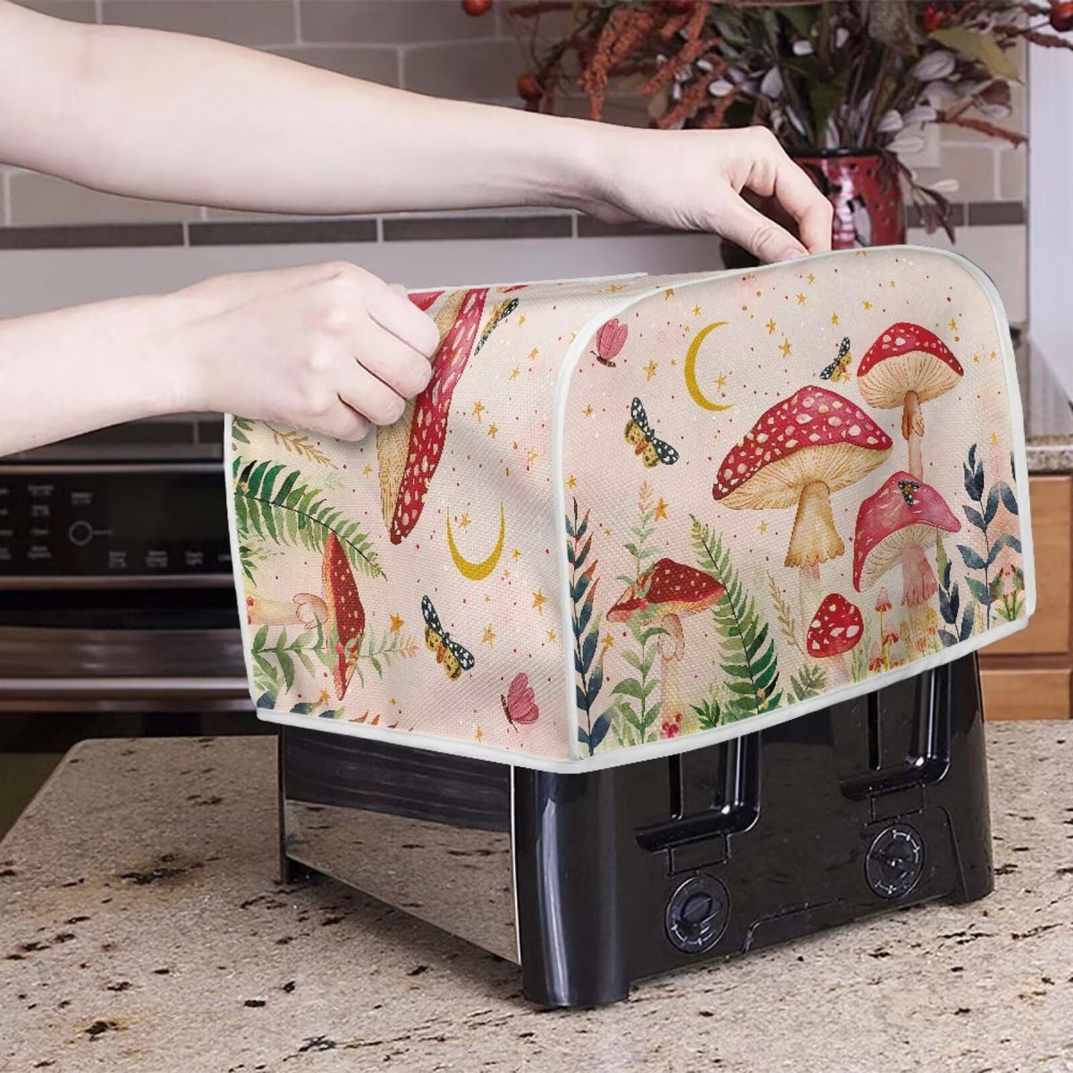 ASQVTIFE 4 Slice Toaster Lid Cover Butterfly Toaster Covers for Kitchen Counter Mushroom Dust Cover for Bread Maker Covers Gift for Mom Wife Friends Greasy Protection Anti Sputtering