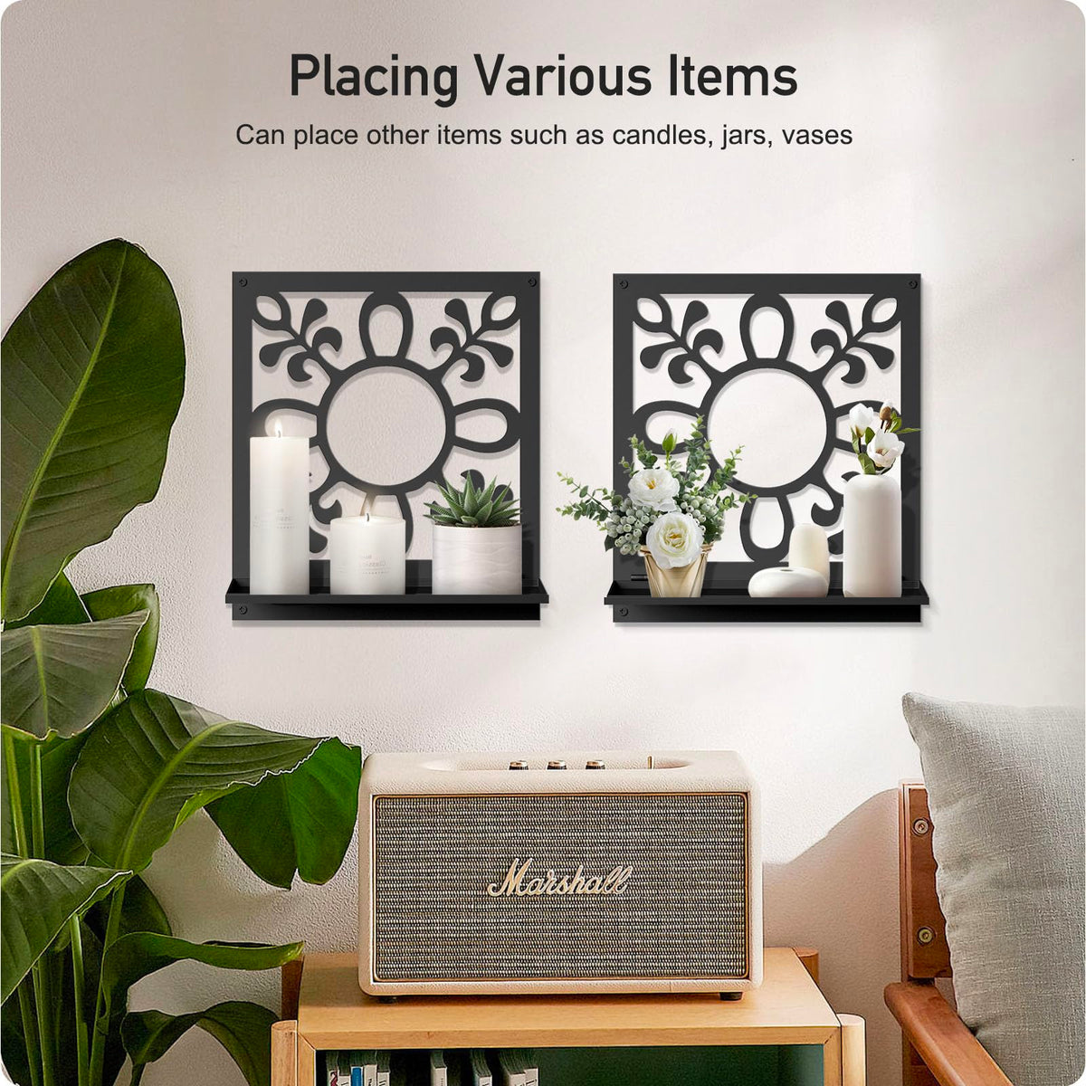 Candle Wall Sconce, Retro Wall Hanging, Farmhouse Wall Art for Living Room Bedroom Bathroom (2 Pack 11.8 x 13 in)