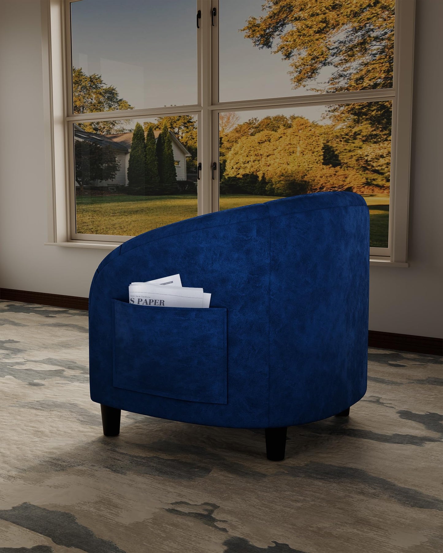 GarveeHome Accent Chair for Living Room Barrel Club Chair with Soft Padded Seat & Sturdy Legs for Bedroom Waiting Room Reception Chairs - Blue