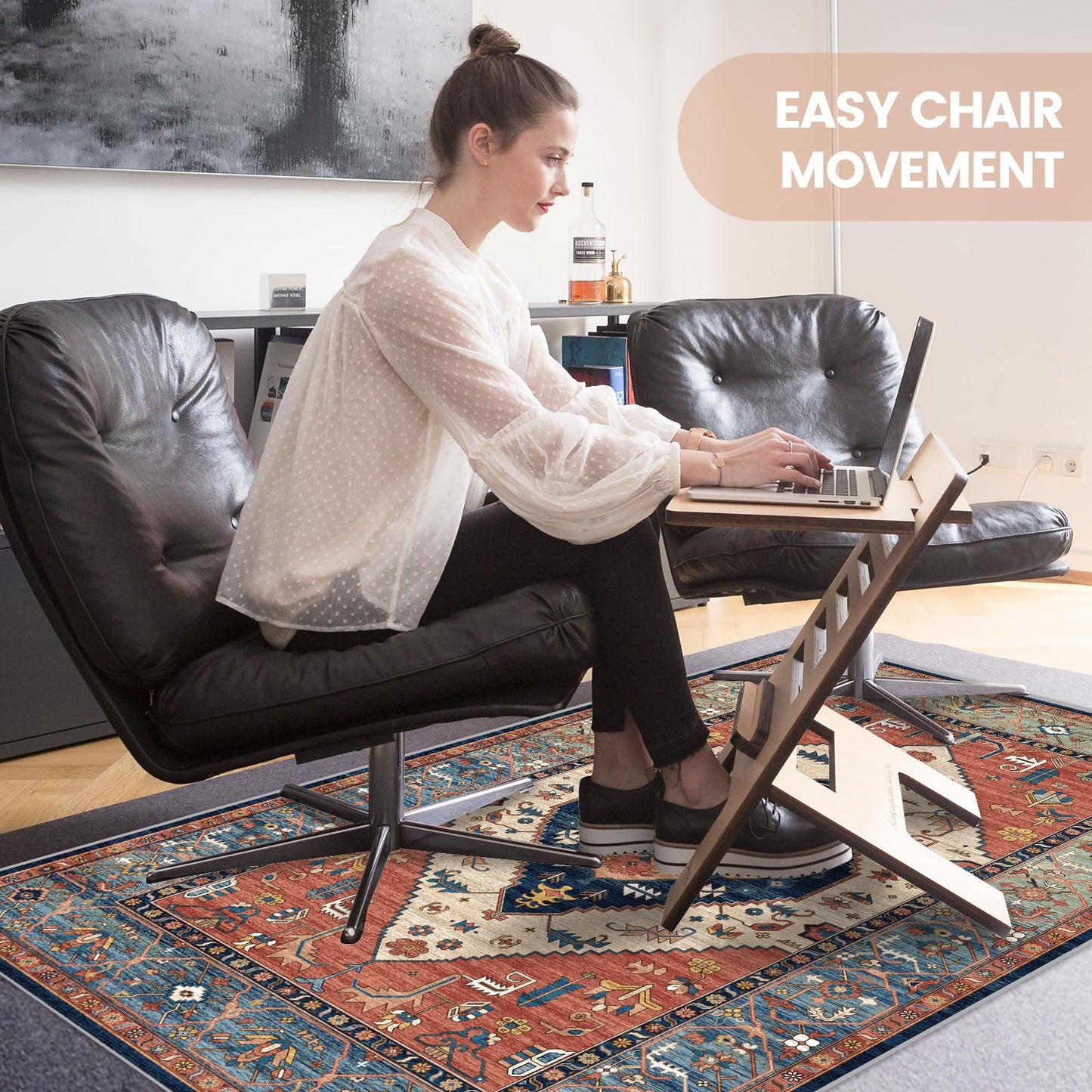 Office Chair Mat for Hardwood Floor, Anti Slip Hi-Q Desk Chair Mat for Hardwood & Low-Carpeted Floors, Easy to Clean Computer Floor Mat Protector Rug for Gaming Rolling Chair on Hard Wood Floors