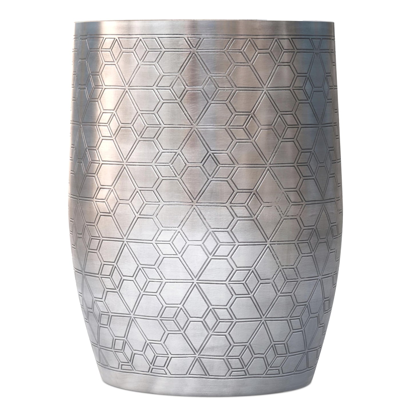 SIMPLIHOME Johnsen Metal Table - 15 inch Wide Solid Iron Round Accent Table in Antique Silver, Boho Side or End Table for Living Room or Bedroom with Etched Geometric Pattern, Assembled