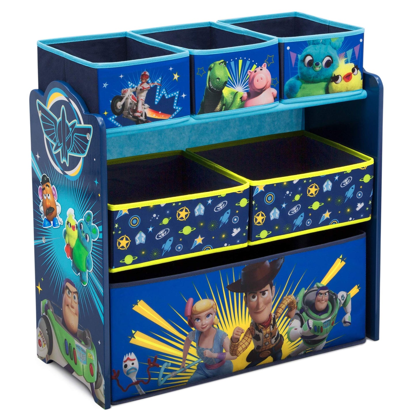 Delta Children Kids Table and Chair Set with Storage (2 Chairs Included) - Ideal for Arts & Crafts, Snack Time & Disney/Pixar Toy Story 4 6 Bin Design and Store Toy Organizer