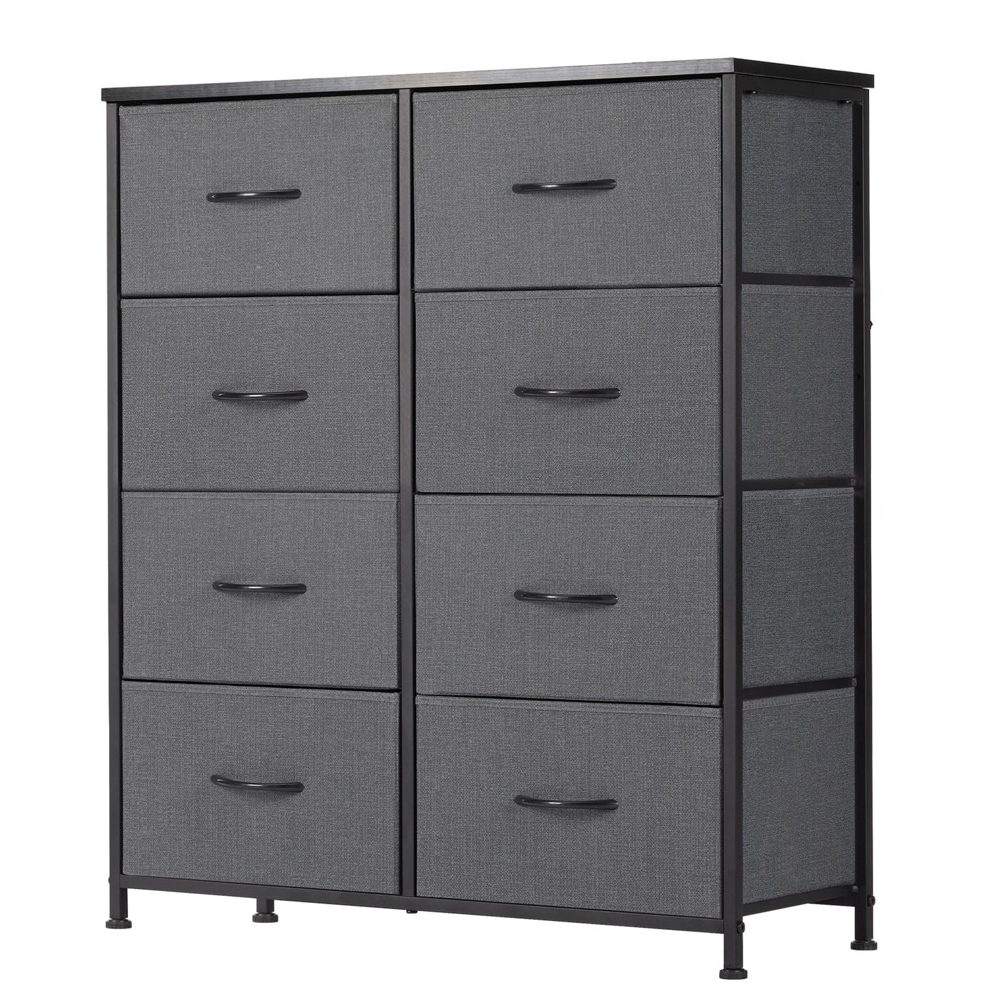 Sweetcrispy Dresser for Bedroom, Fabric Dresser with 8 Drawers, Chest of Drawers for Closet, Living Room, Sturdy Steel Frame, Wooden Top, Easy Pull Handle, Ash