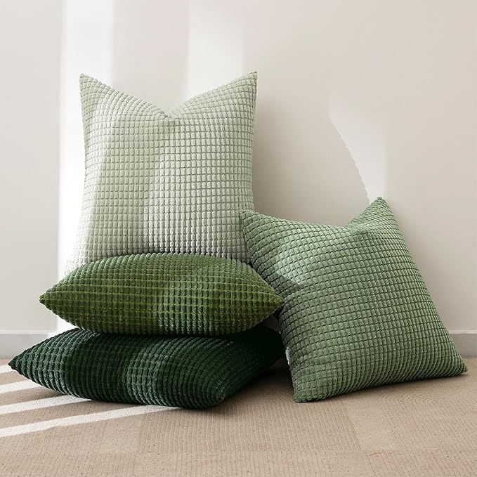 MIULEE Sage Green Pillow Covers 16x16 Inch Set of 4 Spring Boho Farmhouse Home