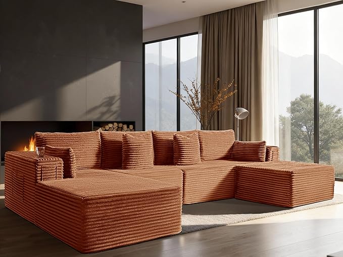 138" Cloud Sectional Couch, Comfort U Shaped Boneless Couch