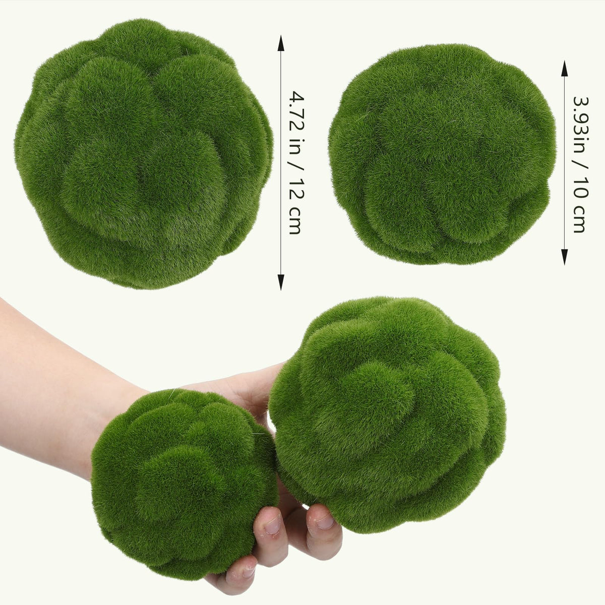 STOBAZA Moss Balls 2 PCS Green Moss Balls Decorative for Bowl Filler, Artificial Greenery Faux Mossy Globes for Forest Core Home Centerpiece Vase Party Wedding Decors - 4" W and 4.7" W