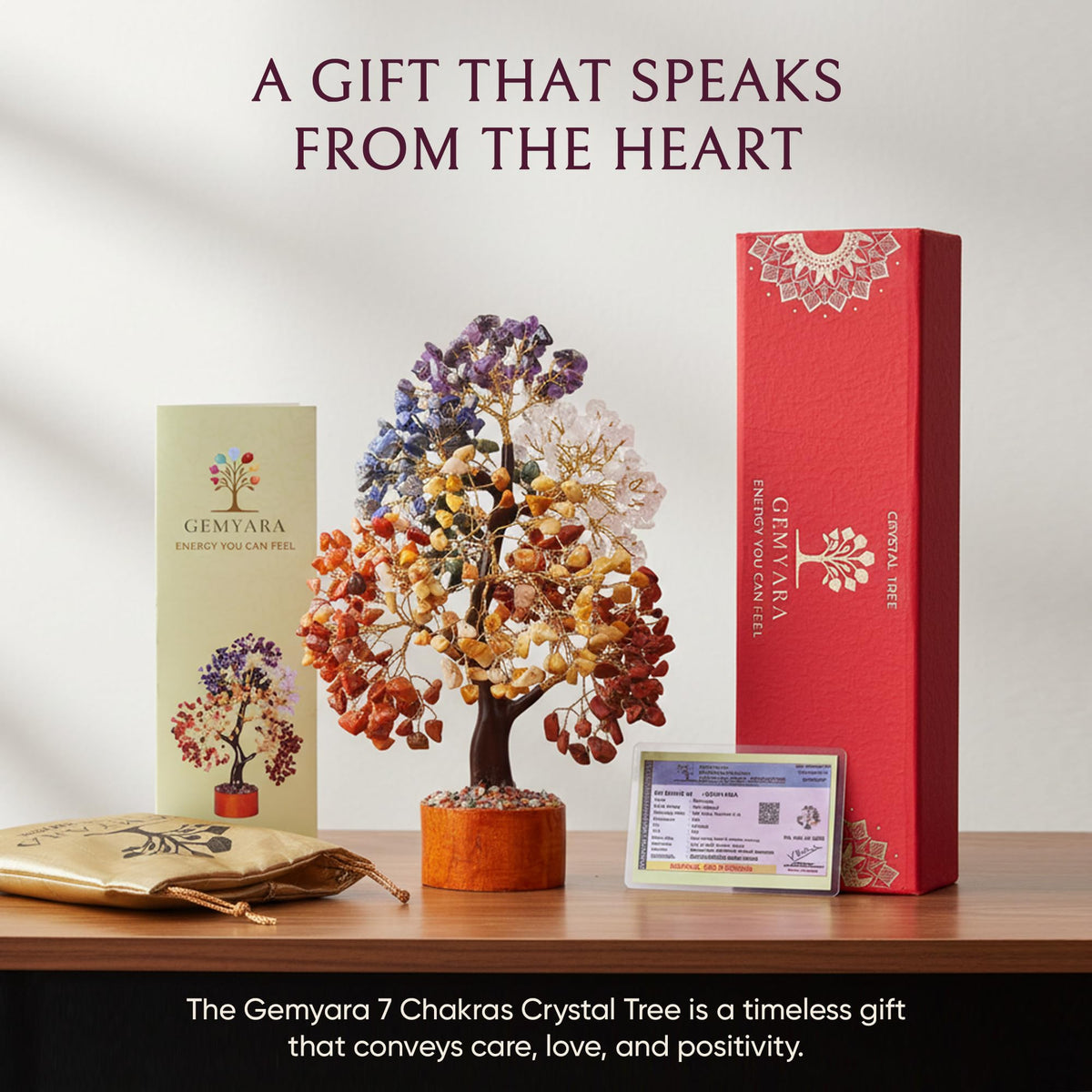 GEMYARA Crystal Tree with 500 Crystals and Healing Stones –Mom Birthday Gifts for Women, Office Desk Decor, Living Room Decor – Gift-Ready in Magnetic Box,Tree of Life for Luck & Positivity