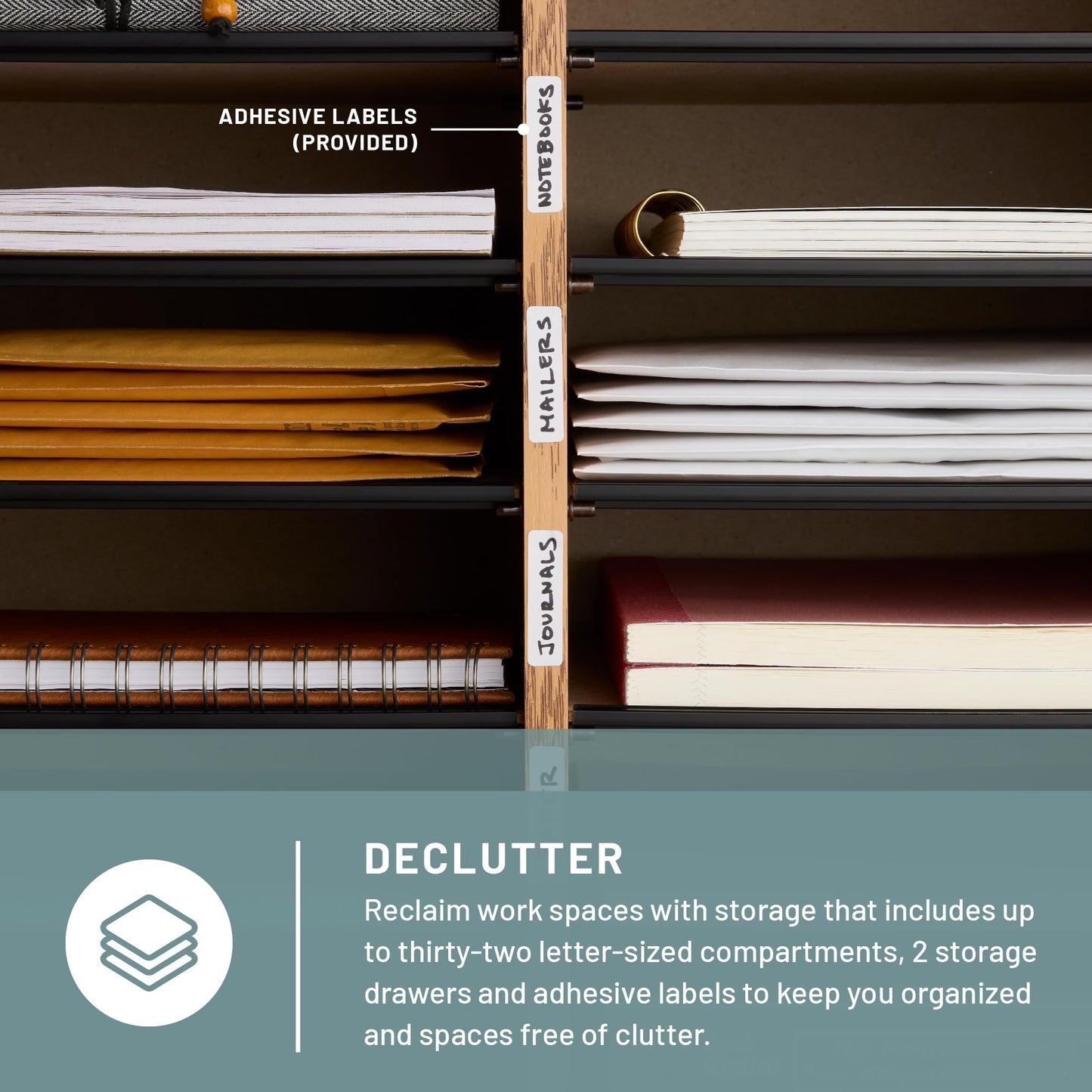 Safco, SAF9494MO, Adjustable Compartment Literature Organizers, 1 Each, Oak