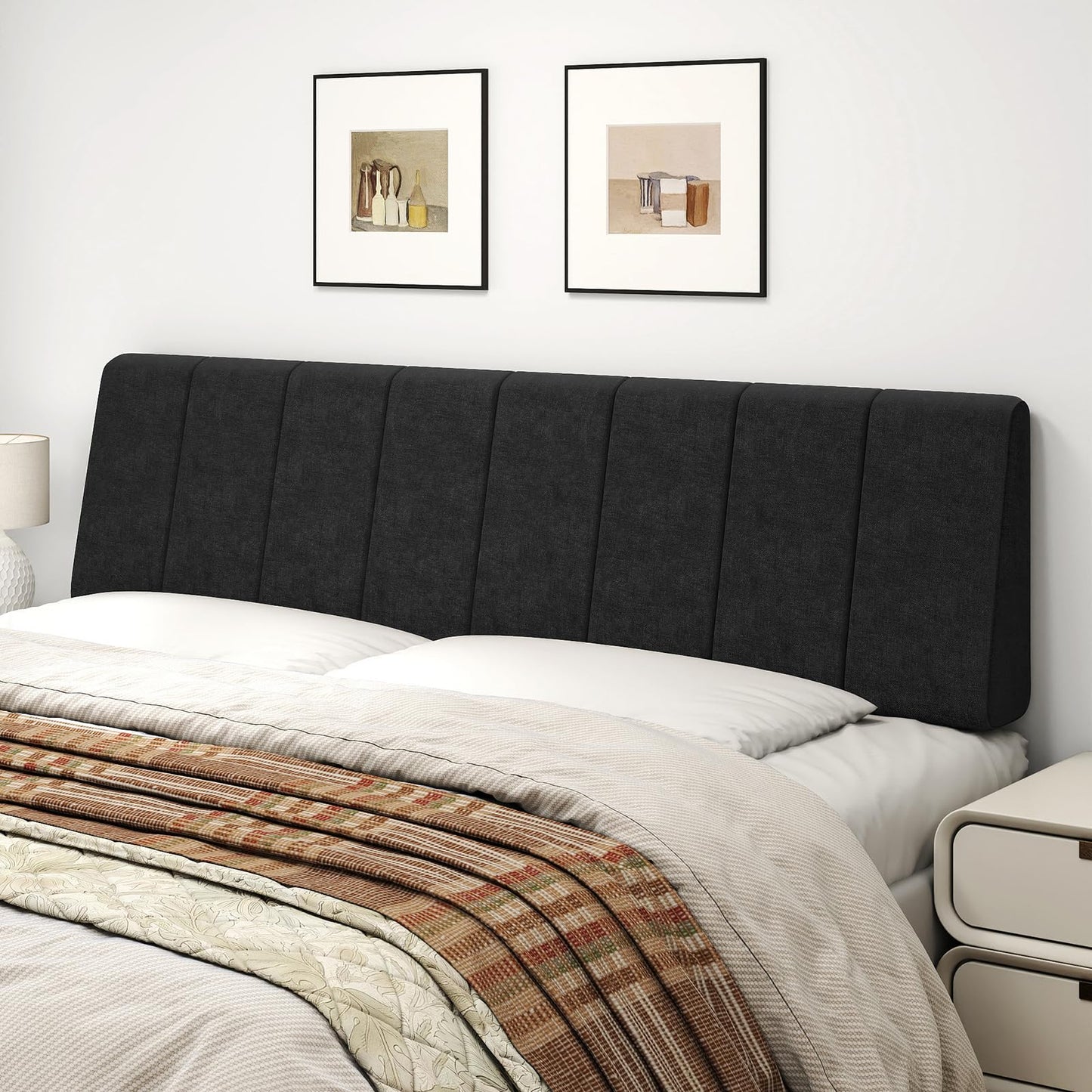 Liiwepo King Size Headboard Only-No Assembly, Upholstered Headboard King Size Linen Fabric Modern Style Headboards Extra-Thick, Black