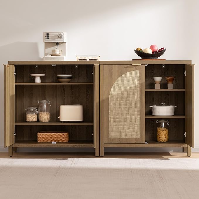 SICOTAS 102" W Rattan Sideboard Buffet Cabinet