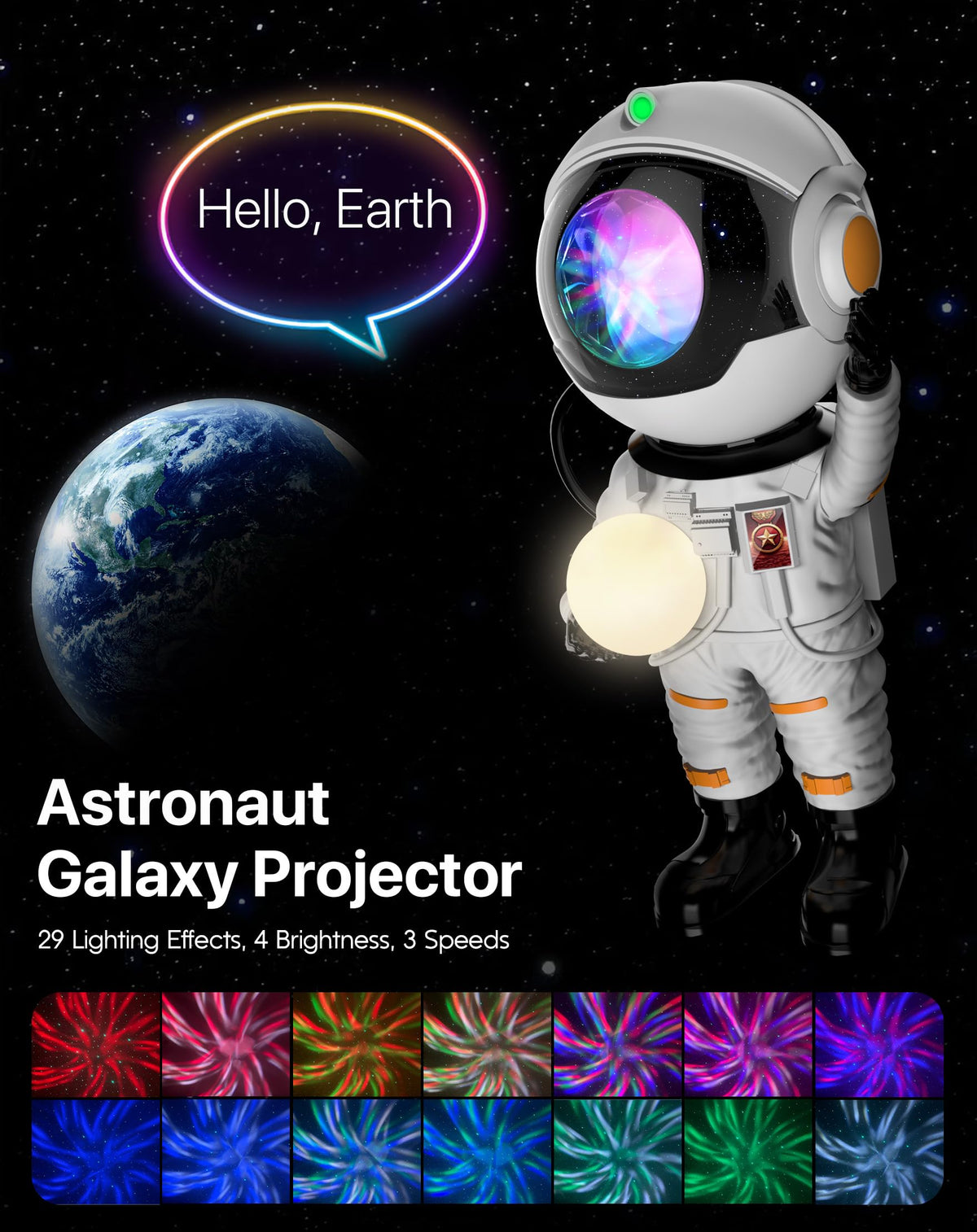 Rossetta Astronaut Galaxy Projector, Star Projector for Bedroom, LED Night Light for Kids Room with Timer and Remote, Gifts for Kids, Adults, Party, Birthday, Christmas, Easter