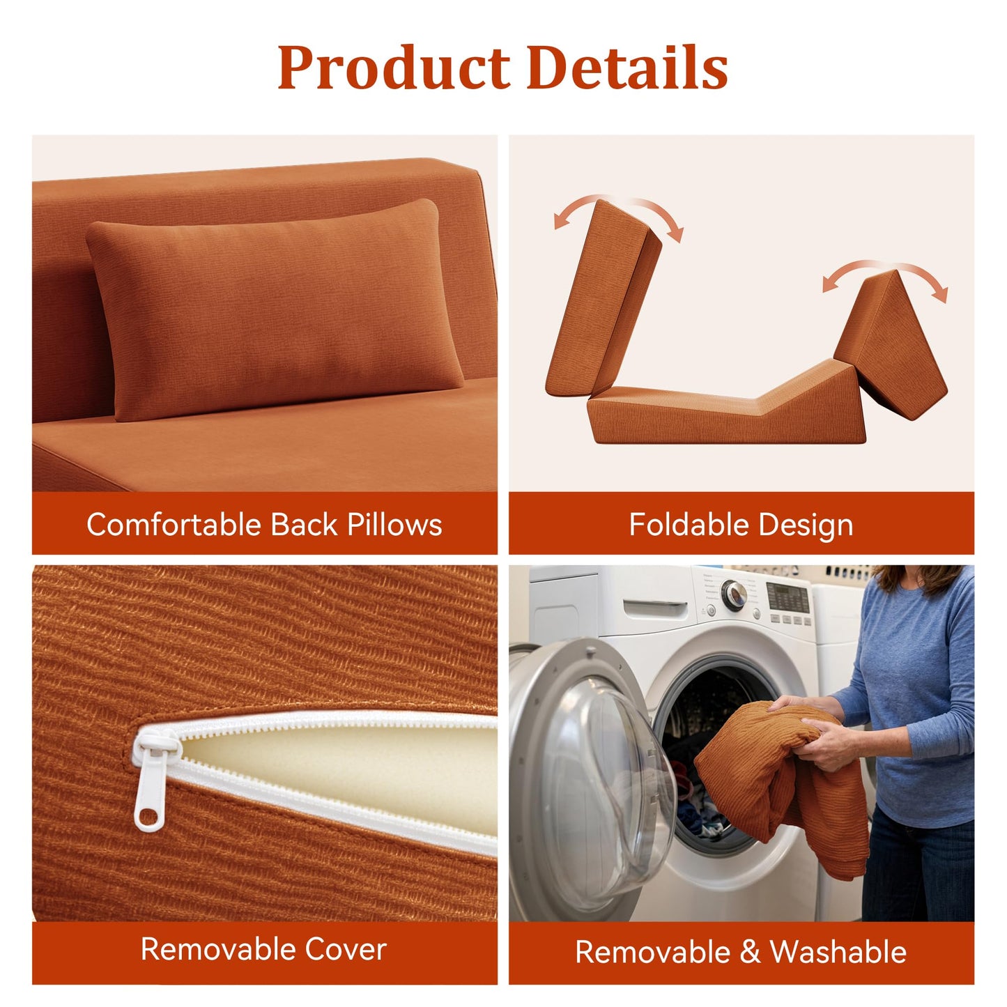 KAPEETOO Fold Out Chair Bed, Folding Sofa Bed, 3 in 1 Convertible Sleeper Chair Bed for Nap, Transformable Sofa Bed for Apartment,Dormitory,Bedroom