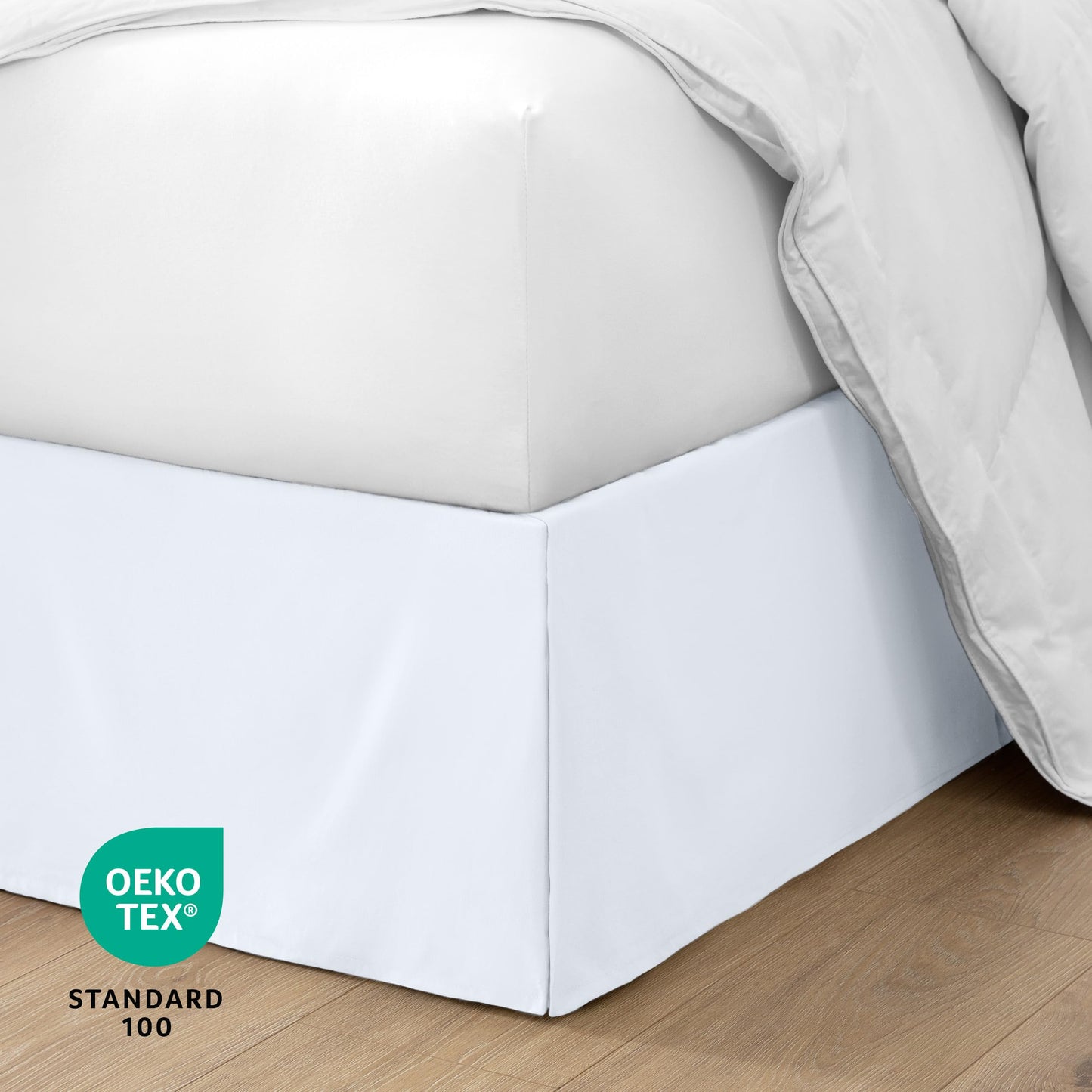 Bare Home Queen Bed Skirt - 15-Inch Tailored Drop Easy Fit - Bed Skirt for Beds - Center & Corner Pleats (Queen, White)
