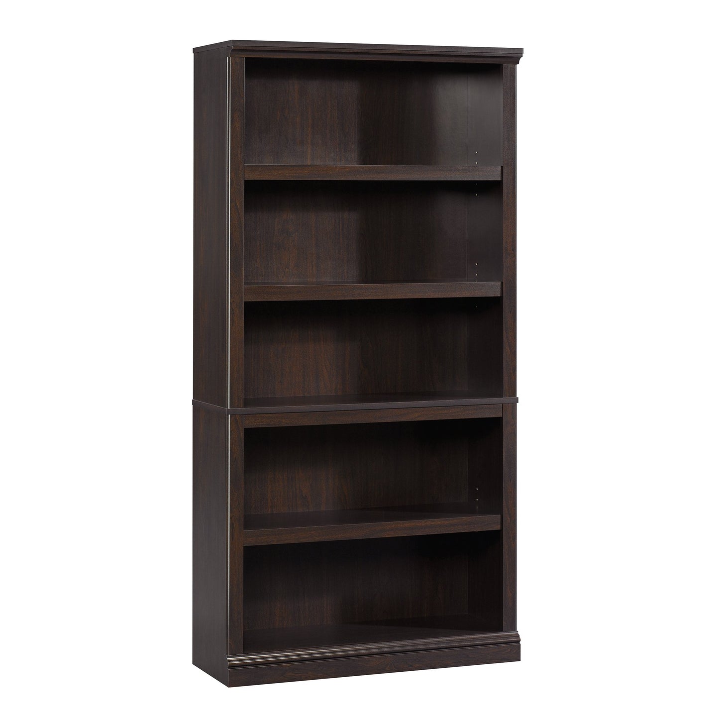 Sauder 5 Tier Book Shelf Wooden Bookcase Multipurpose Bookshelf for Home Office, Living Room, in Jamocha Wood