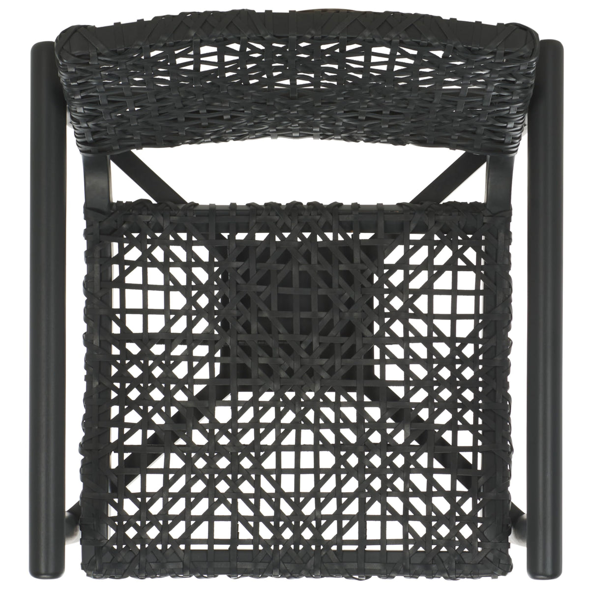 SAFAVIEH Home Collection Sianna Black Solid Wood/Black Leather Woven Accent Chair (Fully Assembled)