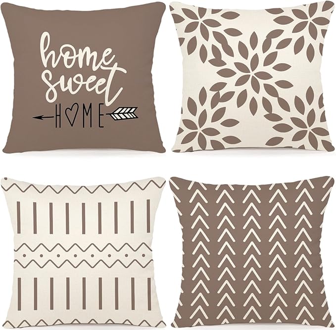 YCOLL Pillow Covers 16x16 Set of 4, Modern Sofa Throw Pillow Cover, Decorative