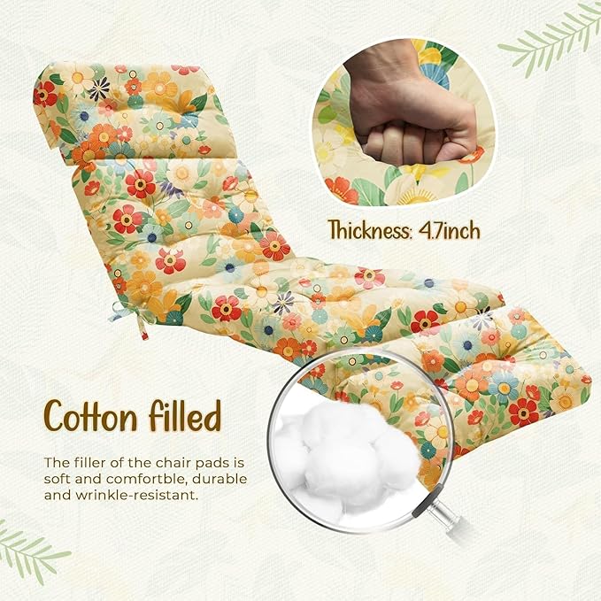 2 Pack Outdoor Chaise Lounge Chair Cushion 75.1 x 22.8 x 4.7 Inches 100%