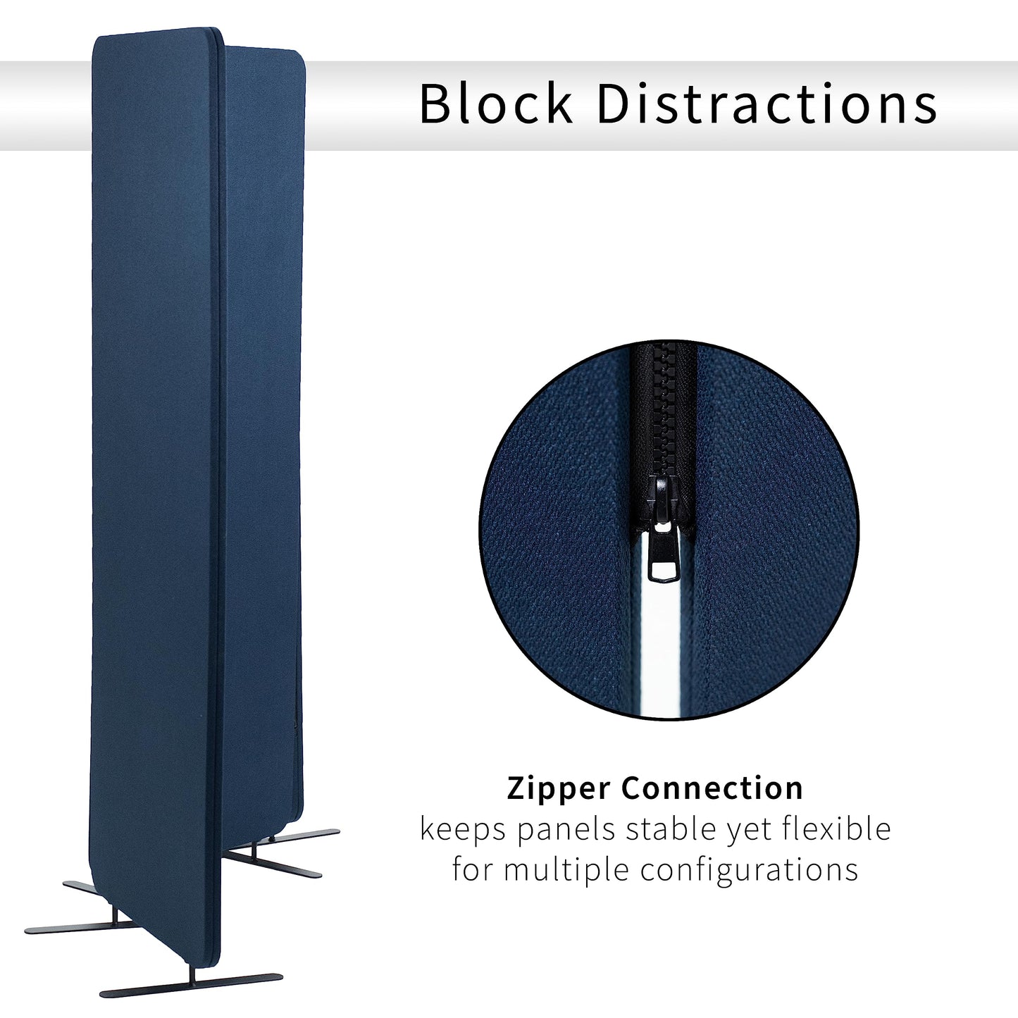VIVO Freestanding 72 x 66 inch Privacy Panel, Cubicle Divider, Acoustic Wall Partition, x3 24 inch Panels, Navy Blue, PP-3-T072NB