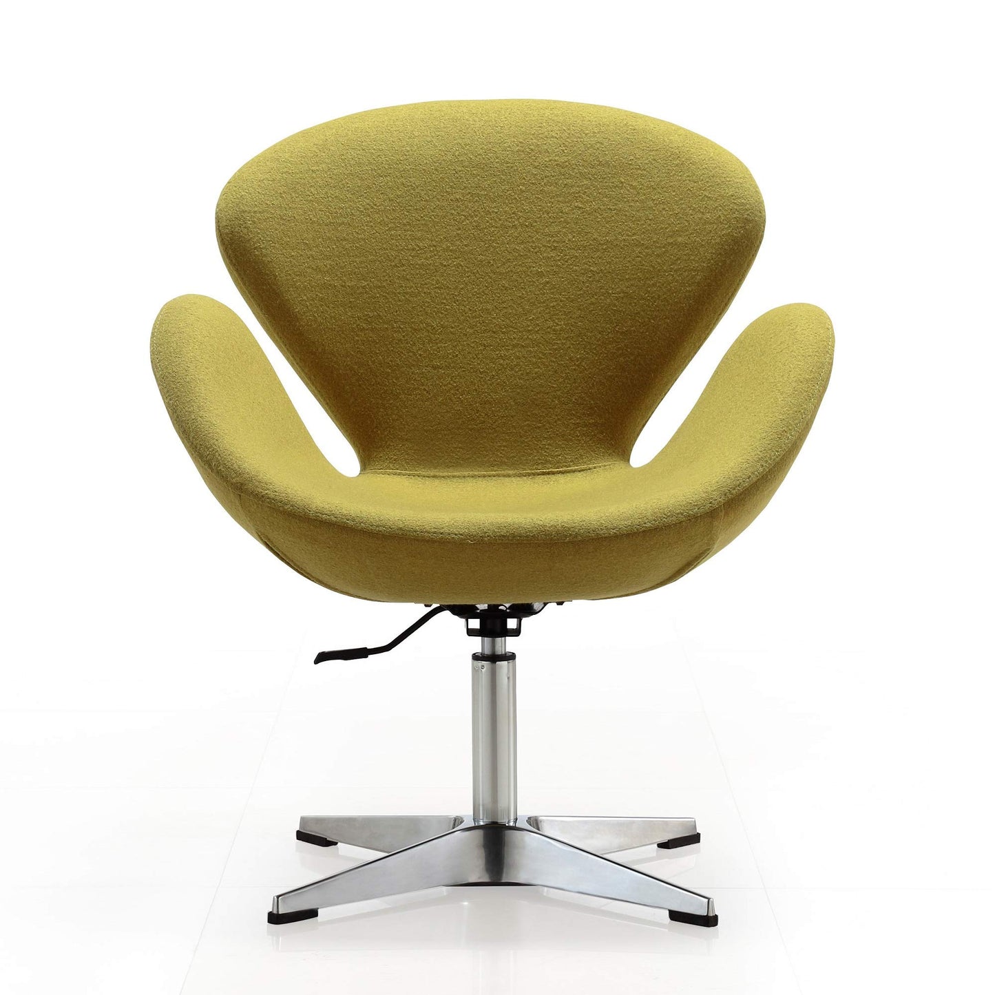 Manhattan Comfort Raspberry Adjustable Swivel Accent Chair Set of 2 with 360° Turn, Polished Chrome Base, Modern Retro Design, Ideal for Living Room and Home Office, Green Wool Blend