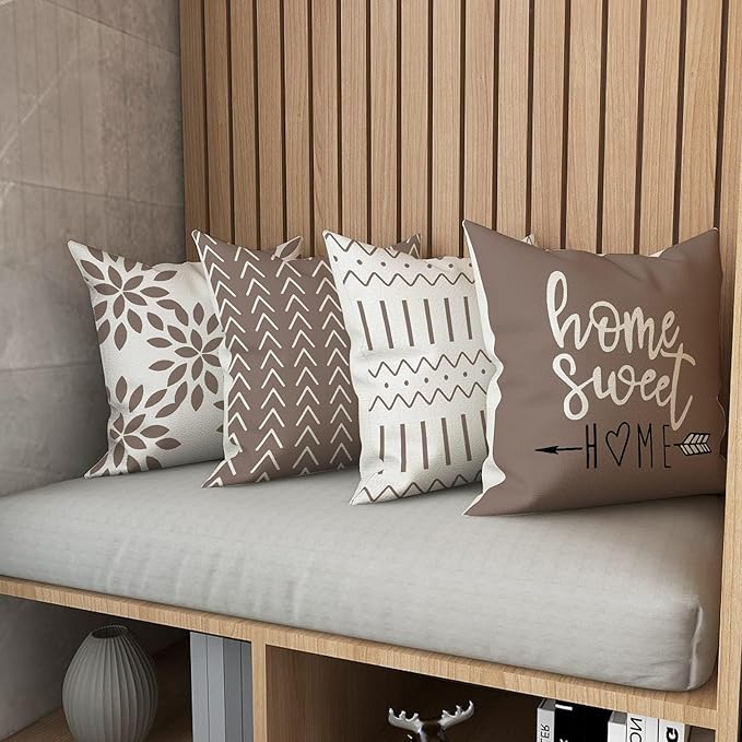YCOLL Pillow Covers 18x18 Set of 4, Modern Sofa Throw Pillow Cover, Decorative