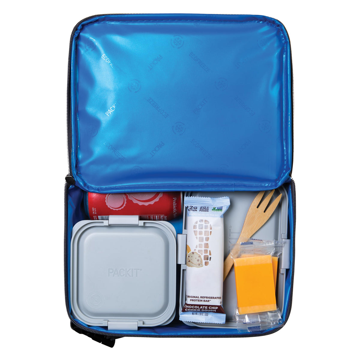 PackIt(R) Freezable Classic Lunch Box, City Charcoal, Built with EcoFreeze(R) Technology, Collapsible, Reusable, Zip Closure With Front Pocket and Buckle Handle, For Work Lunch