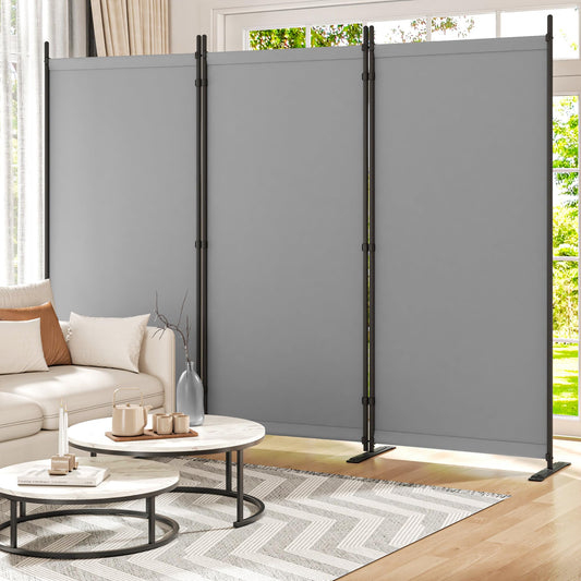 Yettsoy Room Divider 6FT Folding Privacy Partition Screen, 103'' W Freestanding Wall Divider for Room Separation, Portable 3 Panel Room Divider Panel Privacy Screen for Dorm Studio Office, Grey