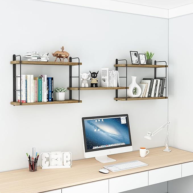 MXCSE Wall Shelves, Wall Mounted Floating Bookshelves, DIY Wood Hanging Shelves