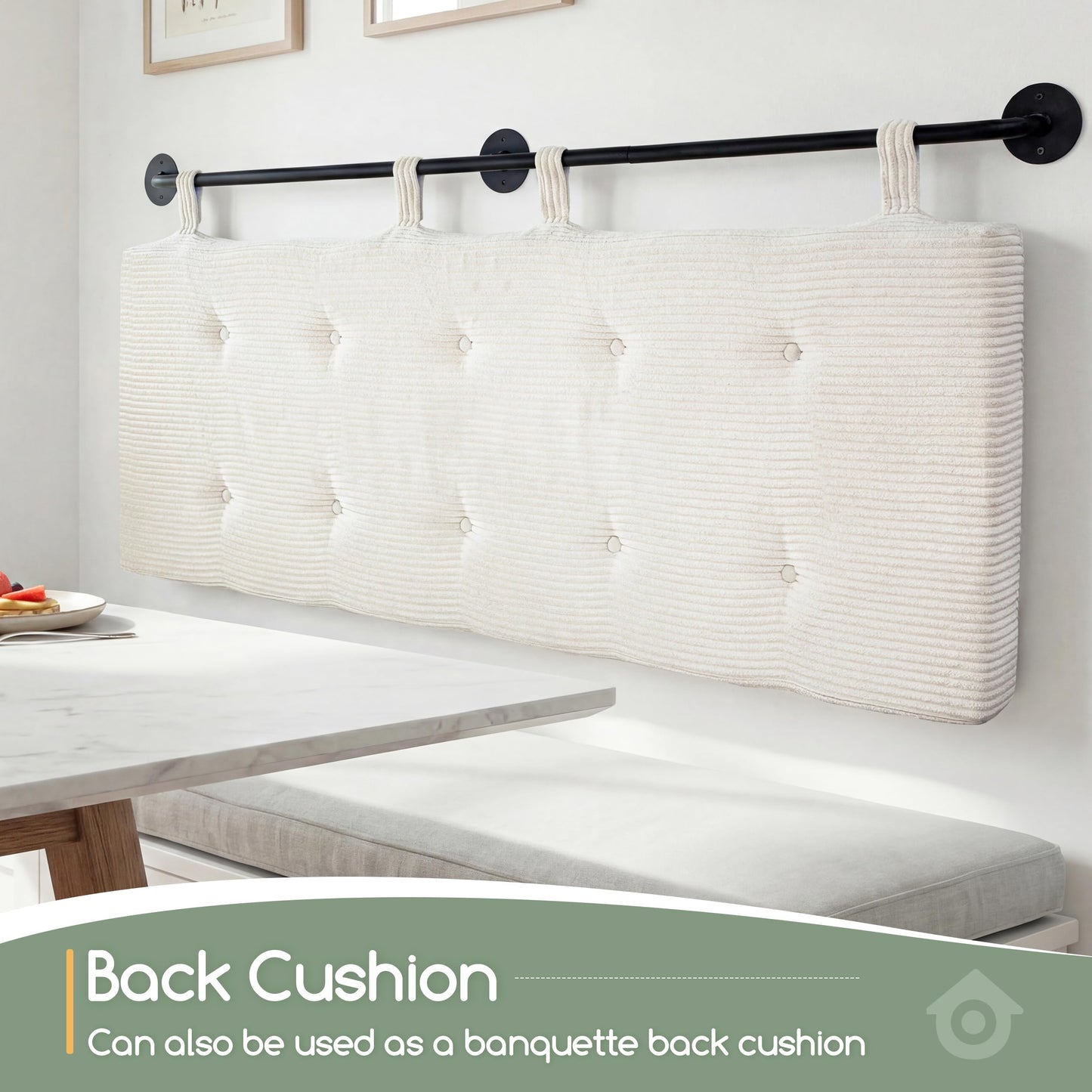 HIGOGOGO Wall Mounted Headboards for Queen Size Bed, Hanging Head Board Wall with Button Tufting, Adjustable Height Headboard for Bedroom,Beige