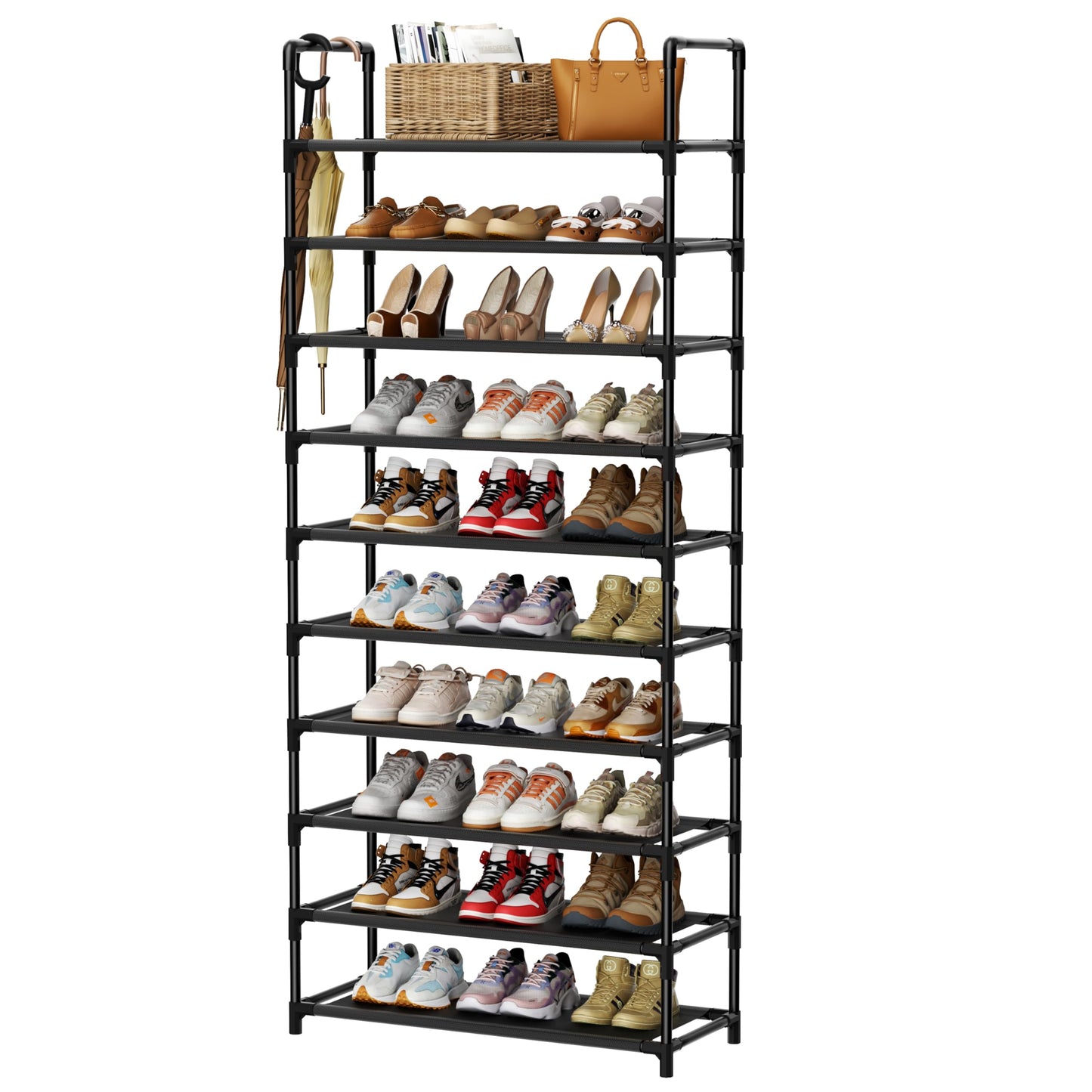 SRRSO Shoe Rack, 10 Tier Shoe Storage Organizer Fit 30-35 Pairs Shoes,Metal Tall Shoe Shelf for Closet,Entryway,Garage,Bedroom,Cloakroom